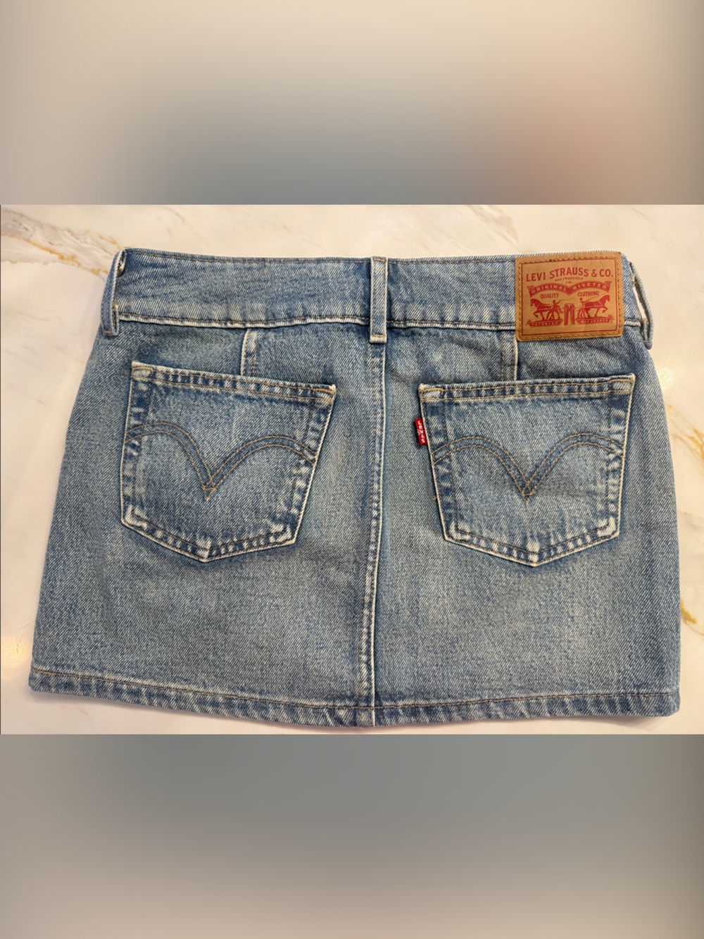 Levis Medium Blue Superlow Denim Mini Skirt